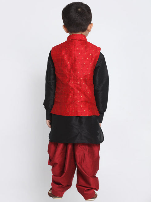 Vastramay Banarasi Maroon Woven Siblings Set
