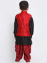 Vastramay Banarasi Maroon Woven Siblings Set