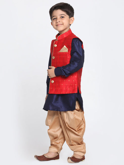 Vastramay Banarasi Maroon Woven Siblings Set
