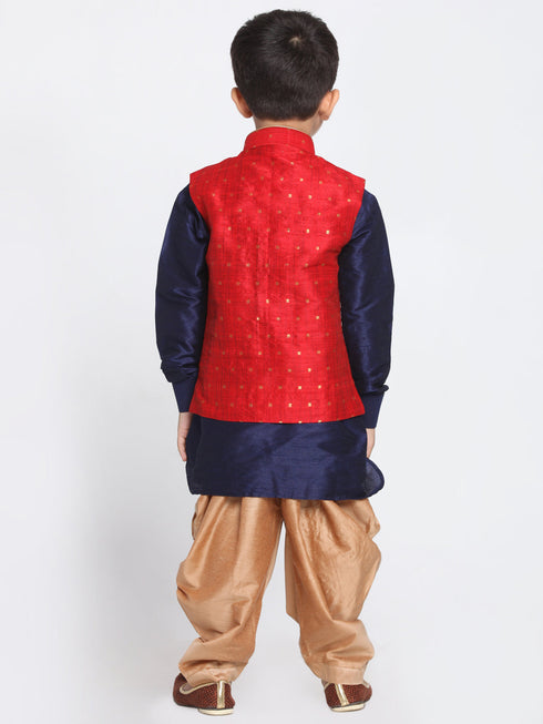 Vastramay Banarasi Maroon Woven Siblings Set