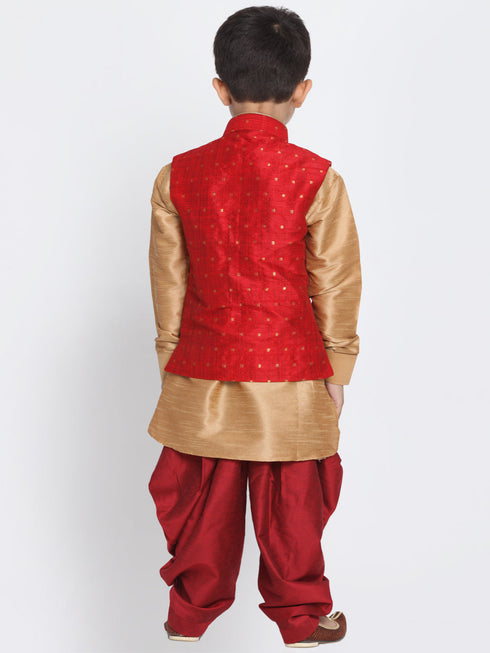 Vastramay Banarasi Maroon Woven Siblings Set