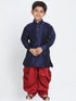 Vastramay Boys' Blue Cotton Silk Blend Kurta and Dhoti Pant Set