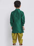 Vastramay Boy's Green Silk Blend Kurta and Patiala Pant Set