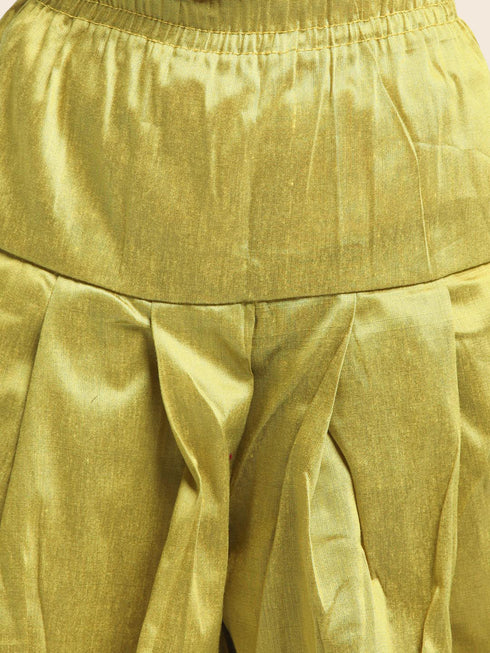 Vastramay Boy's Green Silk Blend Kurta and Patiala Pant Set