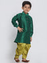 Vastramay Boy's Green Silk Blend Kurta and Patiala Pant Set