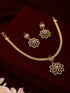 Gold Plated CZ Studded Floral Locket Jewellery Set