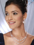Rose White CZ Studded 2 Line Floral Jewellery Set