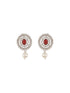 Silver Toned Red Ruby Studded Pearl Beaded Choker Jewellery Set