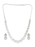 Silver Plated AD Studded Minimal Geometric Necklace Jewellery Set