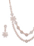 Rose White CZ Studded 2 Line Floral Jewellery Set