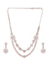 Rose White CZ Studded 2 Line Floral Jewellery Set