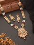 Gold Plated Fusion Stone Studded Pendant Long Maala Bridal Jewellery Set