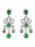 Silver Plated Emerald Green AD Studded Luxe Designer Floral Pendant Jewellery Set
