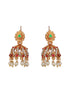 Gold Plated Green Kempo Studded Peacock Minimal Delicate Choker Jewellery Set
