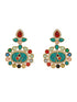 Gold plated Multicoloured Stones Studded Floral Double Layered Necklace Jewellery Set