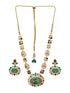 Gold plated Turquoise Blue Nav Ratan Kundan Floral Raanihaar Jewellery Set