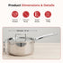 Vinod Doniv Titanium Triply Stainless Steel Sauce Pan with Cover 16 cm Capacity 1.60 liter Induction Friendly