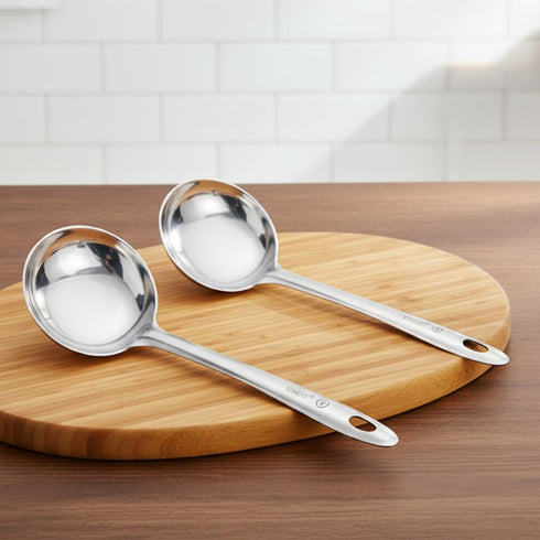 Vinod Stainless Steel Dosa Making Spoon Ladle Set of 2 Highest Grade Stainless Steel Rust Free Dishwasher Safe
