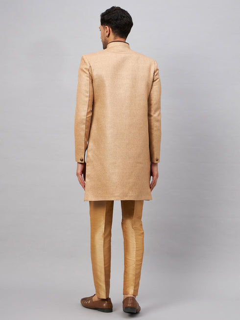 Vastramay Men's Beige Indo Western Set