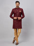 Vastramay Men's Maroon Indo Western Set