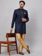 Vastramay Men's Navy Blue Indo Western Set