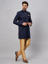 Vastramay Men's Navy Blue Indo Western Set