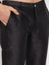 Vastramay Men's Black Silk Blend Jacket With Kurta Pant Set