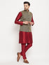 Vastramay Men's Black Silk Blend Jacket With Kurta Pant Set