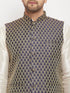 Vastramay Men's Blue Silk Blend Jacket with Kurta Pant Set
