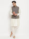 Vastramay Men's Blue Silk Blend Jacket with Kurta Pant Set