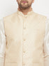 Vastramay Men's Cream Silk Blend Jacket