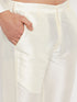 Vastramay Men's Cream Silk Blend Jacket with Kurta Pant Set