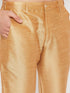 Vastramay Men's Cream Silk Blend Jacket with Kurta Pant Set