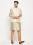 Vastramay Men's Cream Silk Blend Jacket with Kurta Pant Set