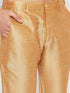 Vastramay Men's Cream Silk Blend Jacket with Kurta Pant Set
