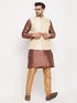 Vastramay Men's Cream Silk Blend Jacket with Kurta Pant Set
