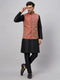 VASTRAMAY Men's Maroon Silk Blend Jacket with Kurta Pant Set