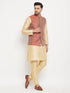 Vastramay Men's Maroon Silk Blend Jacket with Kurta Pant Set