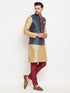 Vastramay Men's Blue Zari Weaved Jacket With Kurta Pant Set