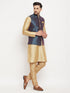 Vastramay Men's Blue Zari Weaved Jacket With Kurta Pant Set
