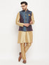Vastramay Men's Blue Zari Weaved Jacket With Kurta Pant Set