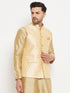 Vastramay Men's Gold Zari Weaved Jacket
