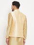 Vastramay Men's Gold Zari Weaved Jacket