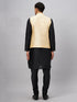 Vastramay Men's Gold Zari Weaved Jacket With Kurta Pyjama Set