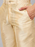 Vastramay Men's Gold Zari Weaved Jacket With Kurta Pant Set
