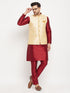 Vastramay Men's Gold Zari Weaved Jacket With Kurta Pant Set