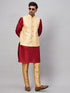 Vastramay Men's Gold Zari Weaved Jacket With Kurta Pant Set