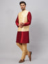 Vastramay Men's Gold Zari Weaved Jacket With Kurta Pant Set