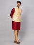 Vastramay Men's Gold Zari Weaved Jacket With Kurta Pant Set