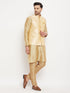 Vastramay Men's Gold Zari Weaved Jacket With Kurta Pant Set